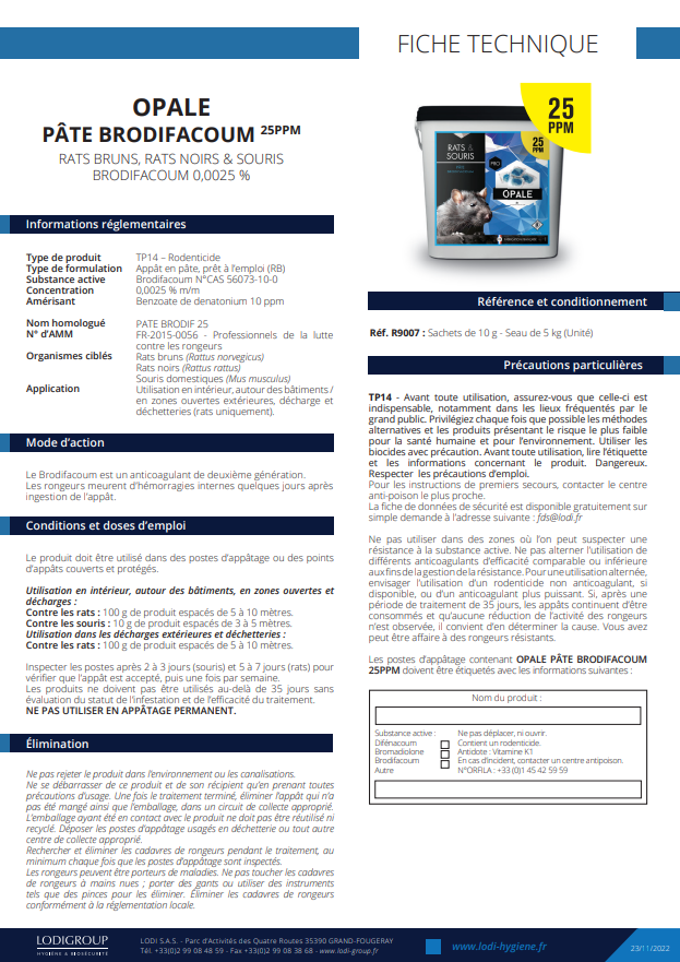 Opale Pâte Brodifacoum 25PPM 5kg – Image 2
